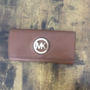 Michael Kors Camel Wallet with MK Gold Hardware